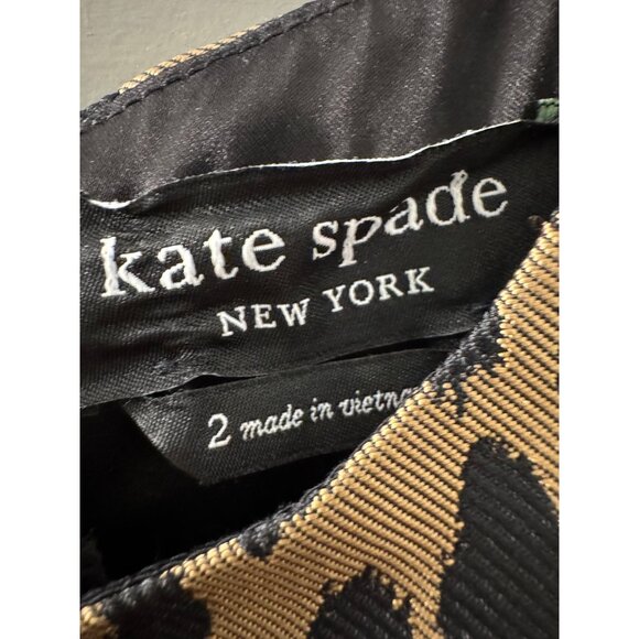 Kate Spade Leopard Print Brocade Fit & Flare Dress With Bow Tie Back - Picture 5 of 6